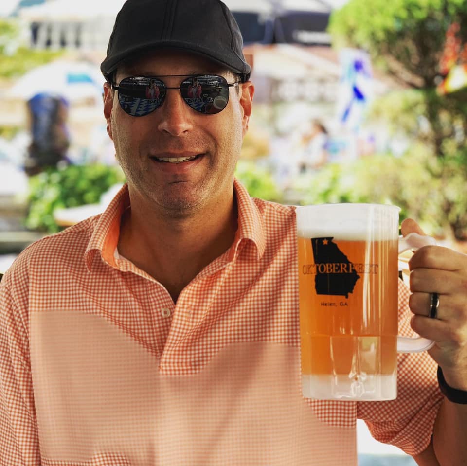 Andrew with a beer
